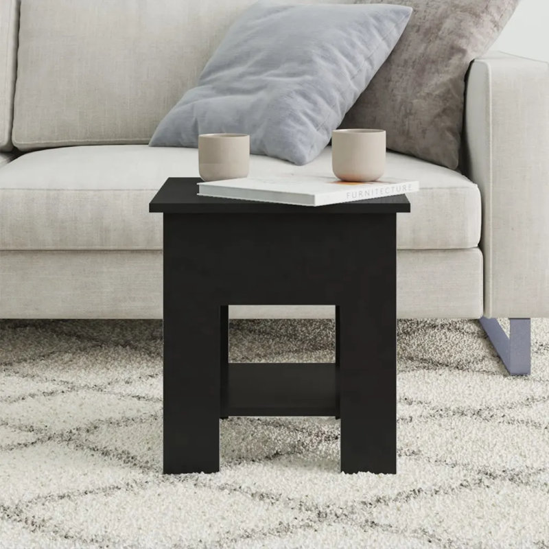 Table de bout en verre avec rangement, Chêne sonoma, 15,7 po x 15,7 po x 16,5 po