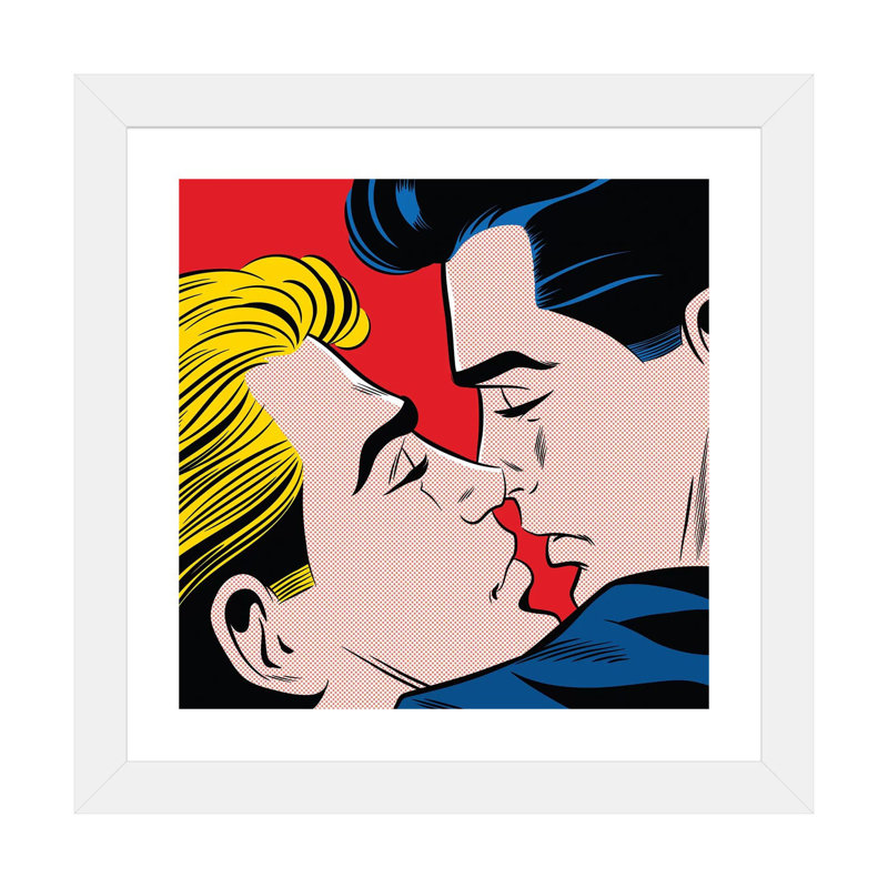 « Kiss » par Joseph McDermott-imprimé, Papier encadré blanc, H 16 po x l 16 po x p 1 po