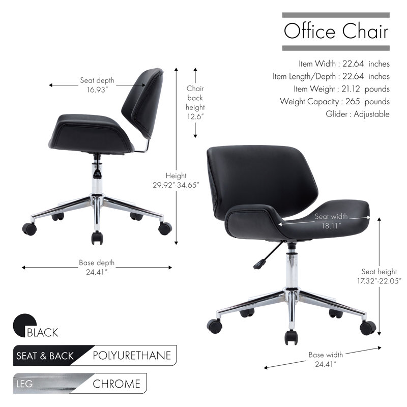 Chaise de bureau Amaka, Noir
