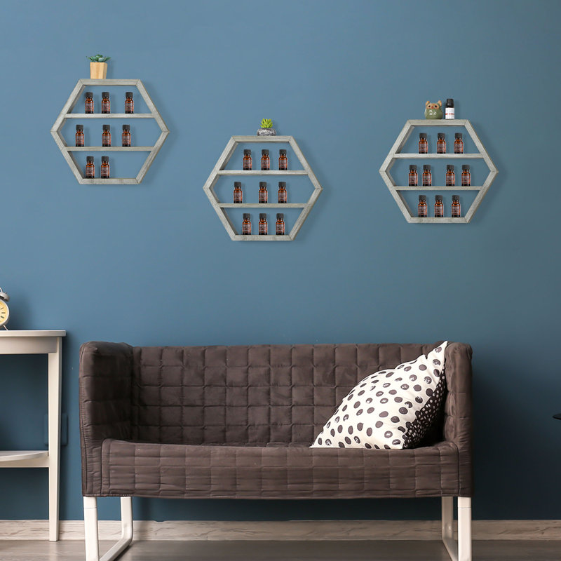 Manjit 3 Piece Hexagon Floating Shelf