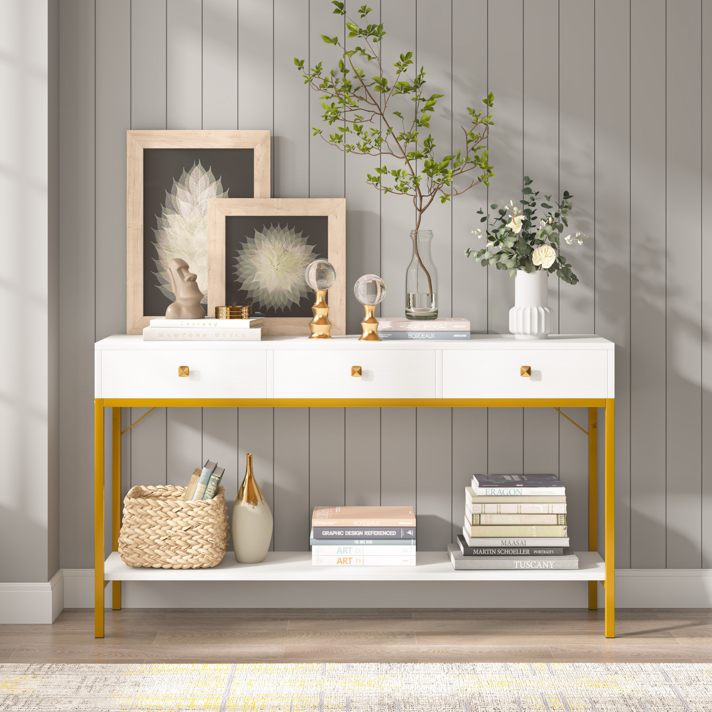 Vanny Console Table Everly Quinn Table Top Color: White