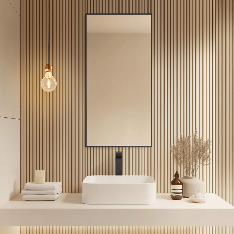 Miroir mural incassable Premium Premium, 36 po x 18 po, Noir mat