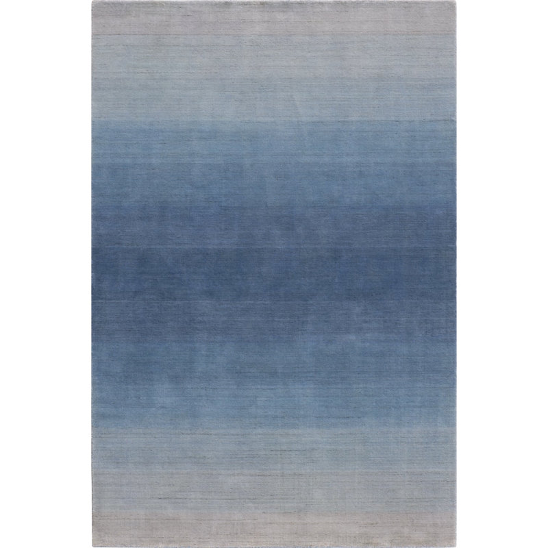 Gradations Ombre Handwoven Wool Blue Area Rug, Runner 2'6" x 8'