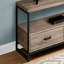 Meuble télé moderne en stratifié avec cadre en métal, tiroirs de rangement et tablettes ouvertes pour le salon ou la chambre à coucher-1744897841