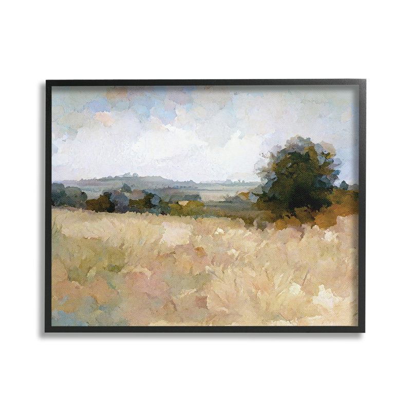Bd-056_FG "Cadre champêtre beige" par Gina Kelly sur toile, Giclée encadrée noir minuit, H 16 po x l 20 po