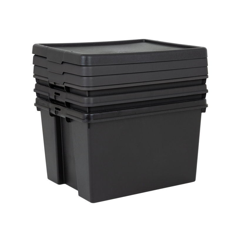 Wham Bam 24L H.Duty Box & Lid Pack of 3 Black Recycled