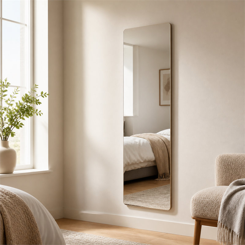 47.05-inch full-length mirror with an aluminum alloy frame; can be hung over a door or mounted on a wall—ideal for bedrooms, living rooms, and other spaces.