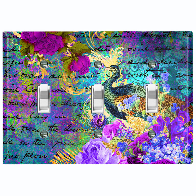 Plaque murale d'interrupteur à bascule 3 bandes Peacock Flower