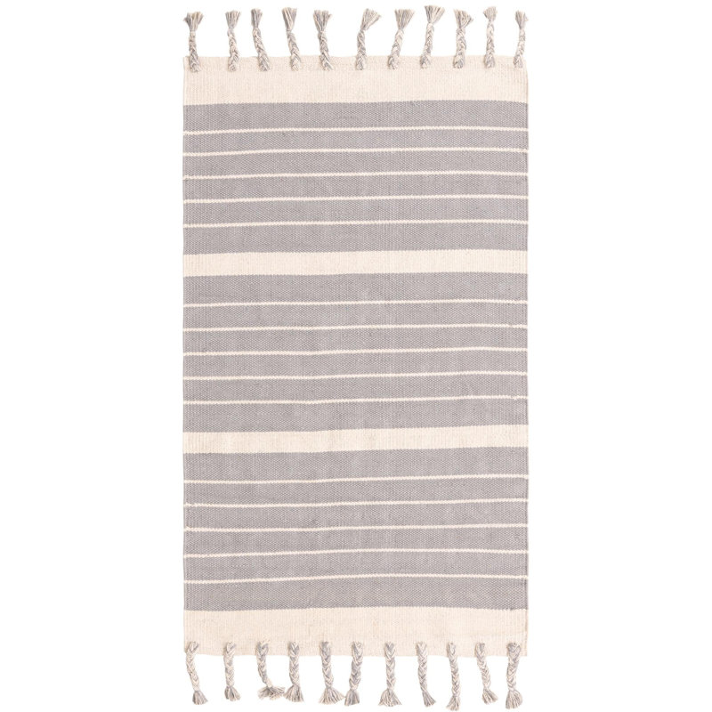Yellville Cotton Striped Indoor Rug, Rectangle 3'3" x 5'1"