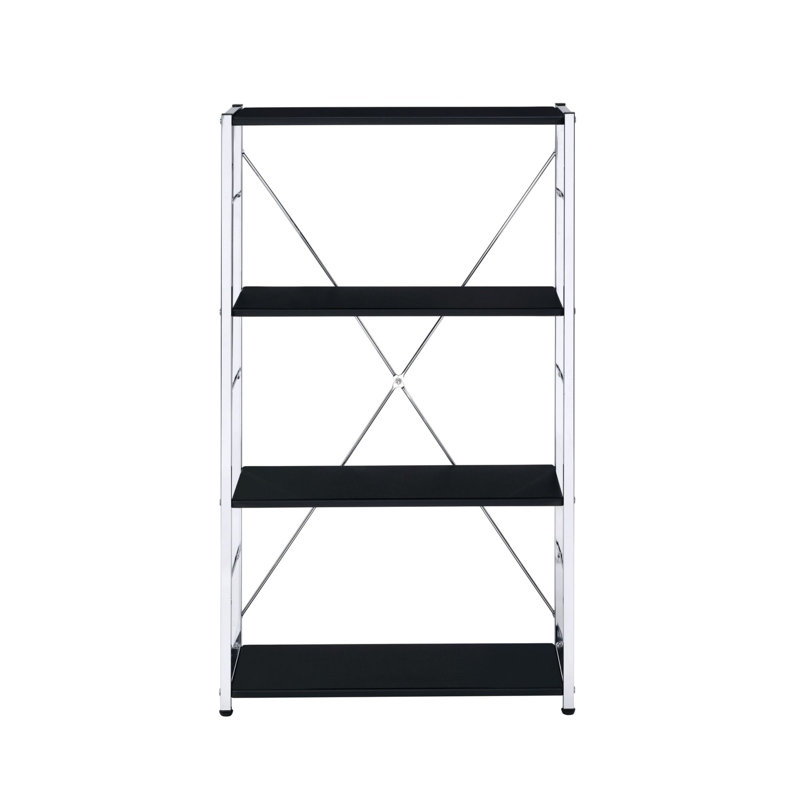 Bibliothèque Tennos, Noir / chrome, (5 tablettes) H 42 po x l 24 po x P 11 po