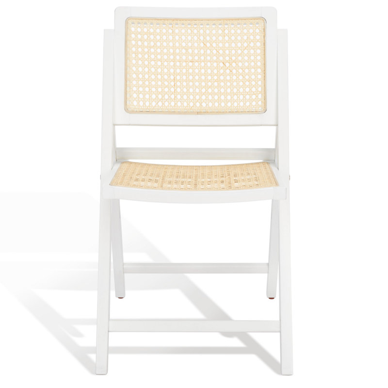 Safavieh Couture Desiree Rattan Patio Folding Chair Set of 2, White/Natural