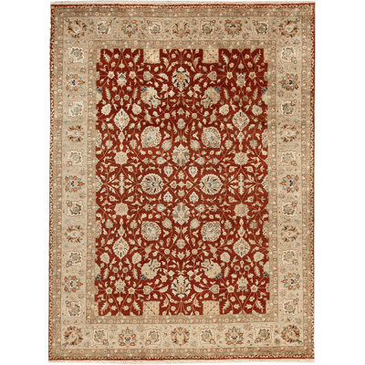 Tapis rouge et ivoire noué à la main de haute qualité