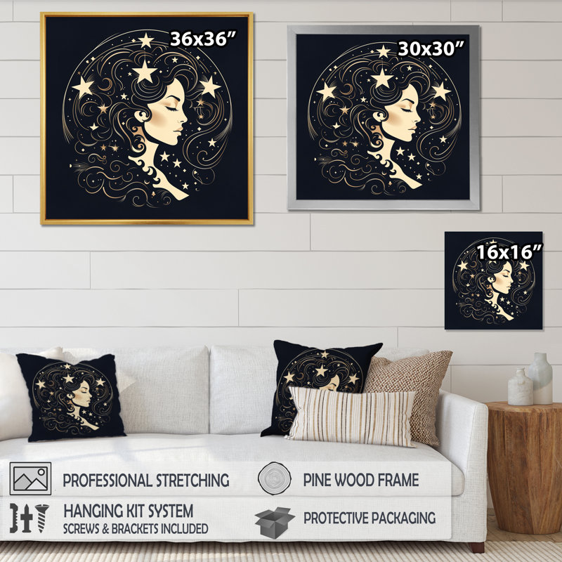 Astrologique Stargazer V, H 16 po x l 16 po x P 1 po, Cadre flottant blanc