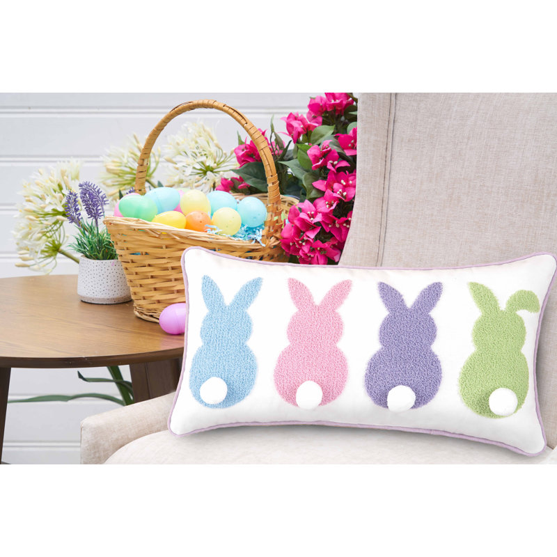 Bunny Bum 3D Easter Spring Throw Pillow