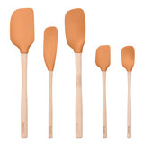 Flex-Core Spatula Wood Handle Set of 5 - Apricot