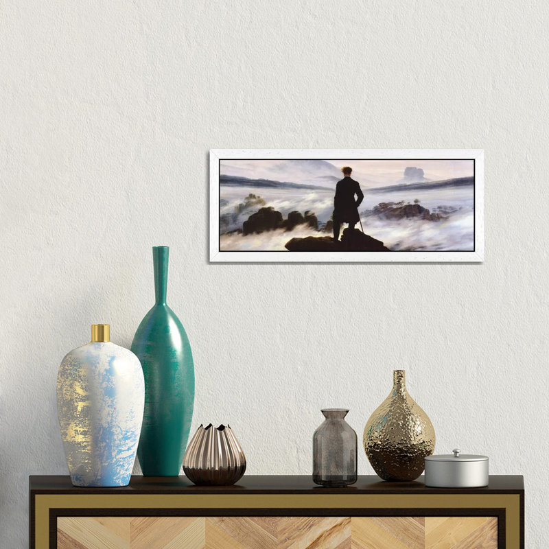 The Wanderer Above The Sea Of Fog by Caspar David Friedrich - Panoramic Painting on Canvas, 30.48 cm H x 91.44 cm W