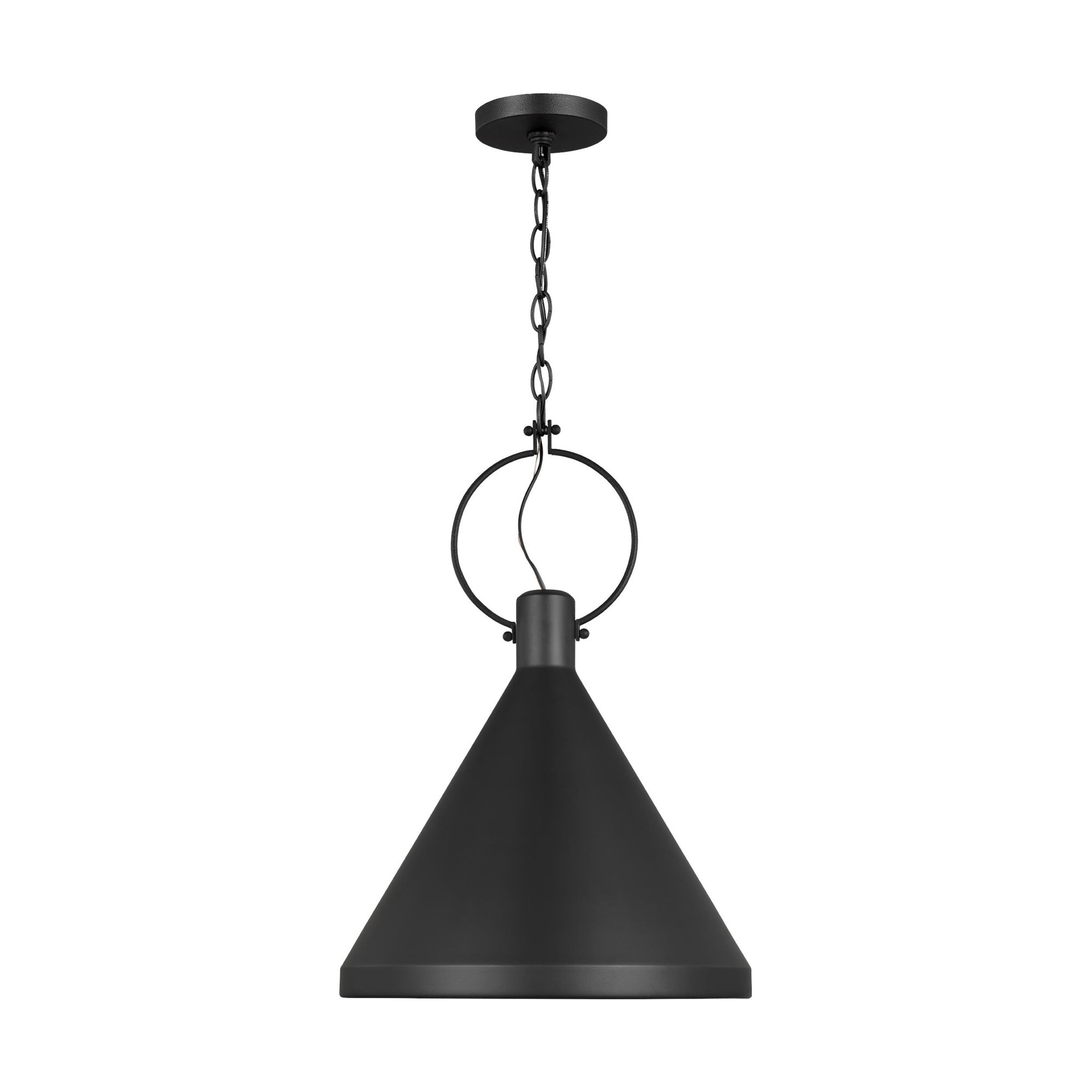 Single Light Metal Dimmable Pendant, Black, 20.5" H x 14.25" W x 14.25" D