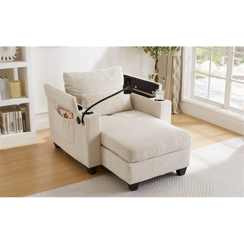 Canapé-lit convertible 37,4 po Canapé-lit Canapé-lit en velours côtelé avec ports USB, Beige
