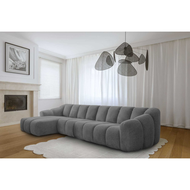 Shell Corner Sofa , Left Hand Facing, 6, Dark Grey