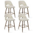 26" Upholstered Counter Height Bar Stools Set Of 4 With Metal Legs