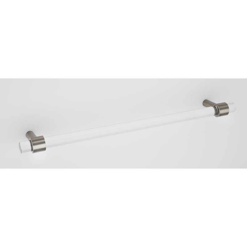 12" Unlacquered Brass and Acrylic Bar Pull with Mounting Hardware