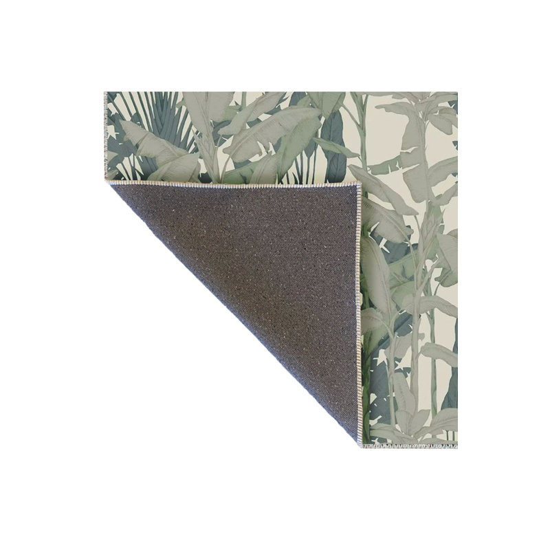 Tapis gris lavable à motif tissé à motif de feuilles grises, Sous-tapis rectangulaire 2 pi 4 po x 3 pi 11 po