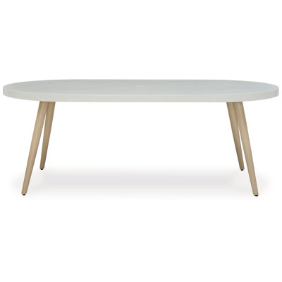 Oval Outdoor Dining Table Umbrella Hole , 80 " W 42 " D