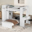 Lit mezzanine simple avec lit autonome, tablettes, bureau et garde-robe-447484418-447484479