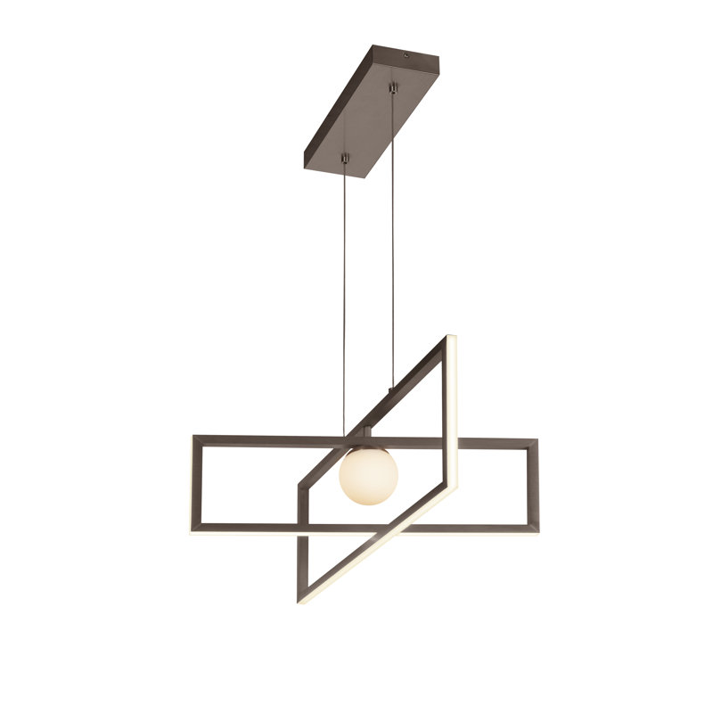 Luminaire suspendu moderne à DEL moderne en verre carré à intensité variable