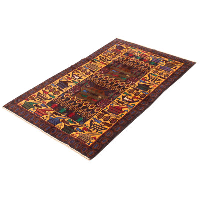 Tapis noir / brun en laine noué à la main de conception unique 3 pi 6 po x 6 pi New Age