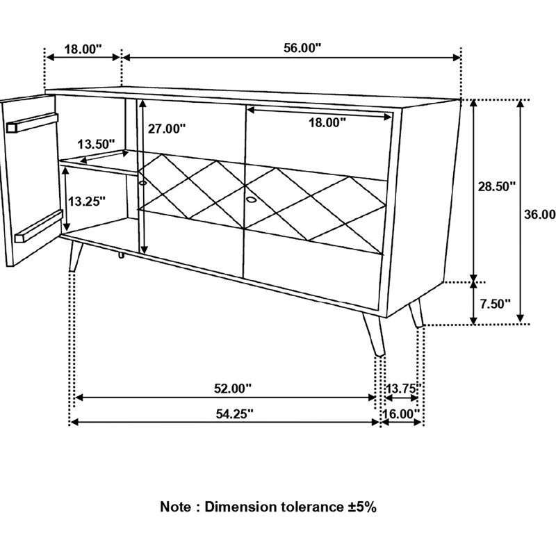 Armoire décorative à carreaux à 3 portes de couleur naturelle, présentoir de beauté en bois biologique, trois espaces de rangement spacieux, support fuselé moderne, combiner avec un style de décoration intérieure, 18 pouces de profondeur