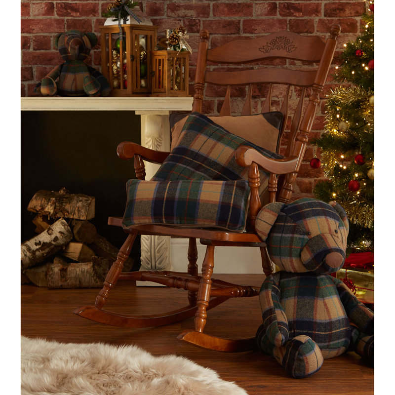 Anthracite Ridge Large Bear Floor Fixed Door Stop, Green/Tartan