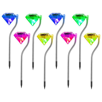 Solar Diamond Garden Stake Lights with 7-Color Changing LEDs, Weather-Resistant Design for Pathway, Patio and Yard