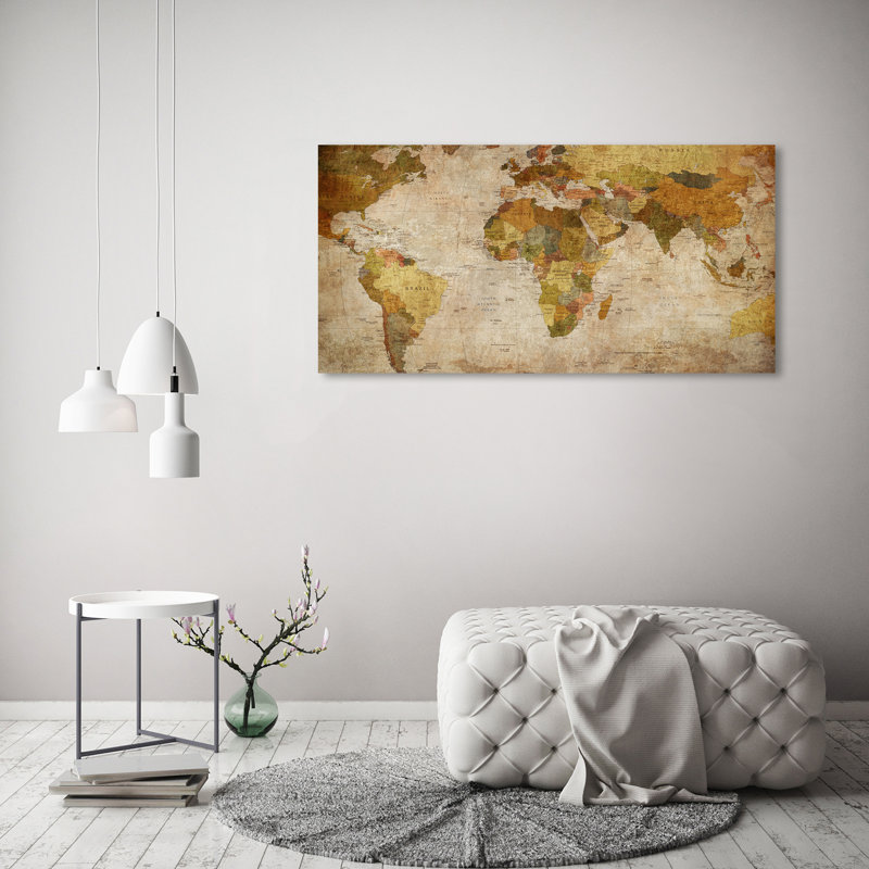 Political Map 1 Piece Wall Art on Canvas