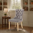 Chaise de salle à manger rembourrée en velours moderne avec dossier capitonné, garniture cloutée