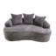 Canapé incurvé de 163 cm avec coussins à ressorts ensachés, velours côtelé gris, 3 coussins décoratifs, compact pour les petites pièces, aucun assemblage requis, velours côtelé, option d'assise compacte, nécessaire