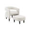 Fauteuil demi-tonneau d'appoint moderne avec repose-pieds et repose-pieds rembourrés en tissu beige neutre Modern