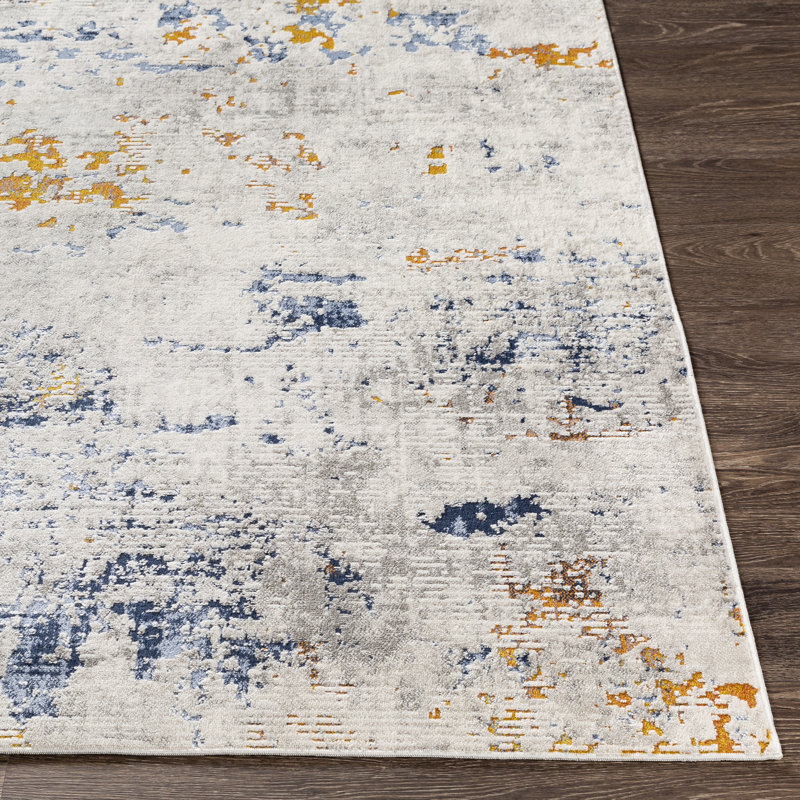 Tapis gris clair abstrait Giacinta, Rectangle 2 pi x 2 pi 11 po