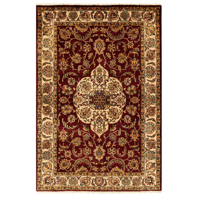 Hand-Knotted High-Quality Red and Cream Area Rug