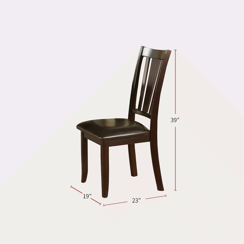 Ensemble de 2 chaises d'appoint à dossier à lattes en espresso