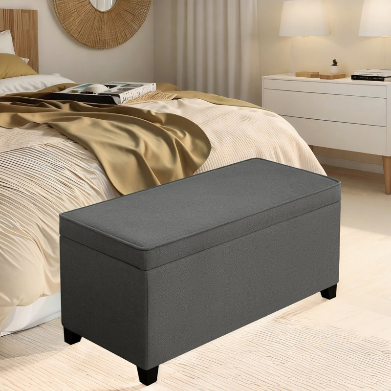 Banc de rangement avec repose-pieds 36 pouces, Gris