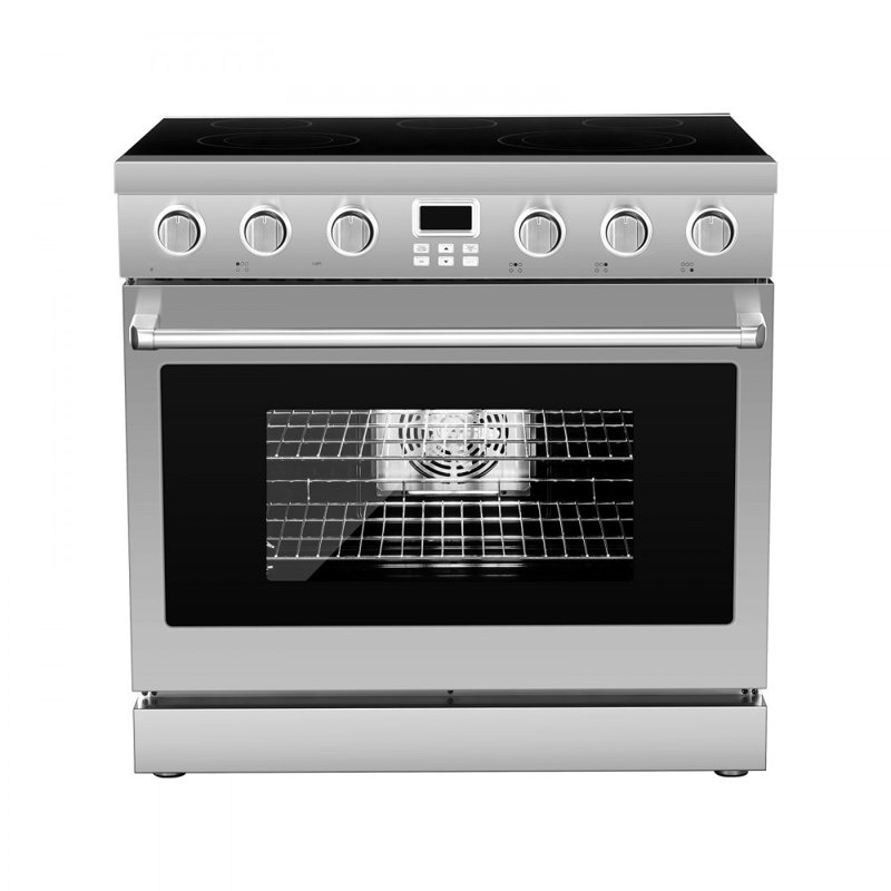Four électrique 36 po, 6,0 pieds cubes Pi. Capacité d'une cuisinière autoportante compacte, d'un four de cuisine en acier inoxydable, avec 5 brûleurs, d'un bouton de commande numérique à écran, de supports faciles d'accès pour véhicule récréatif (sans cordon d'alimentation)
