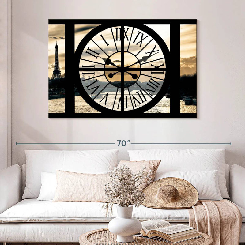 Kavia Clock Window - Paris Sunset, 32" H x 48" W