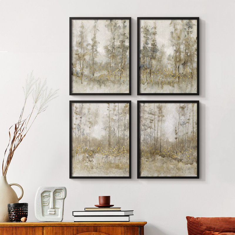 Thicket of Trees I Framed Print - Set of 4, Black, 20" H x 16" W