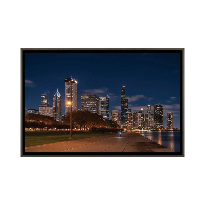 Chicago Lakeside - reproduction d'art murale - toile encadrée, Gris, H 26 po x l 40 po