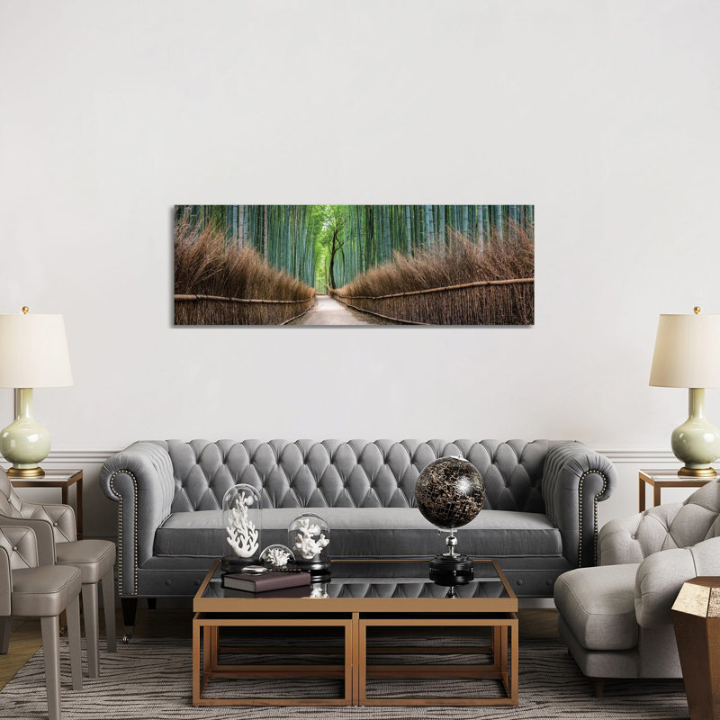 Panoramic View of the Arashiyama Bamboo Forest, Kyoto, Japan 1 Piece Wrapped Canvas Panoramic Wall Art