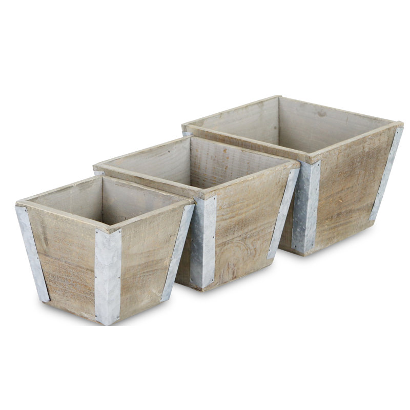 Ensemble de 3 boîtes à fleurs en bois Makenzie
