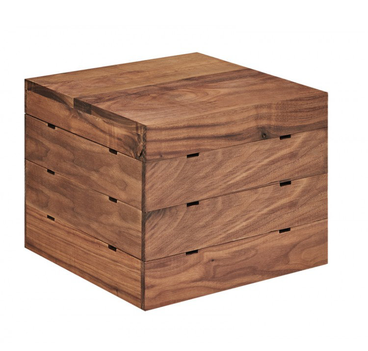 Montant de caisse Mid-Century carré - 9 po x 9 po x 10 po, Noyer