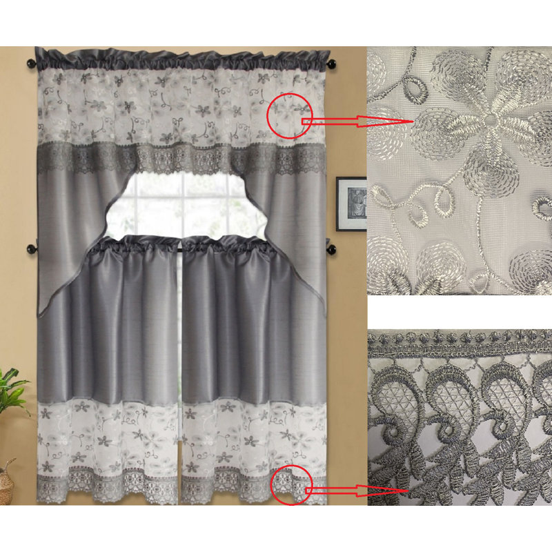Mayda Tailored Kitchen Curtain, Gray