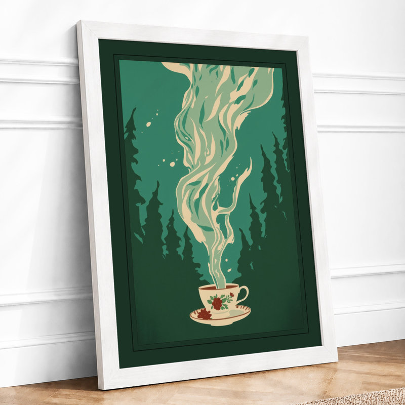 Steam and Stars Minimalist - Framed Print, A2 - 59.4 x 42.0 cm, White
